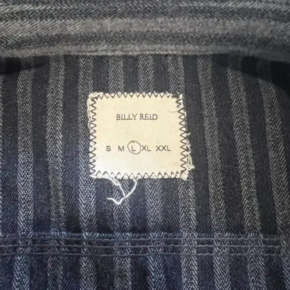 Billy Reid Wool Blend Overshirt Jacket Gray Stripe Size L Button Front Shacket - Picture 3 of 10